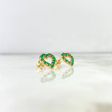 Stud Earrings Heart Silhouette 2.2gr / 1.5cm / Emeralds 75pts Lobster Claw Yellow Gold Butterfly (Jewel) *