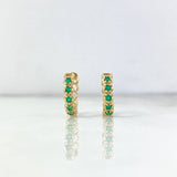 Candongas Circulos 3.6gr / 1.5cm / Esmeraldas 38pts Oro Amarillo (Joya) *