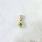 Dije Halo 1.15gr / 1.8cm / Esmeraldas 9pts Diamantes Blancos 9pts Oro Amarillo (Joya)