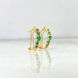 Candongas Petalo 2.7gr / 1.8cm / Esmeraldas 60pts Broche Omega Oro Amarillo (Joya)