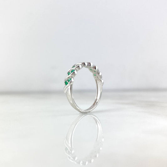 Zigzag Bow Ring 2.55gr / Size 7 1/2 / Emeralds 30pts White Gold (Jewel)