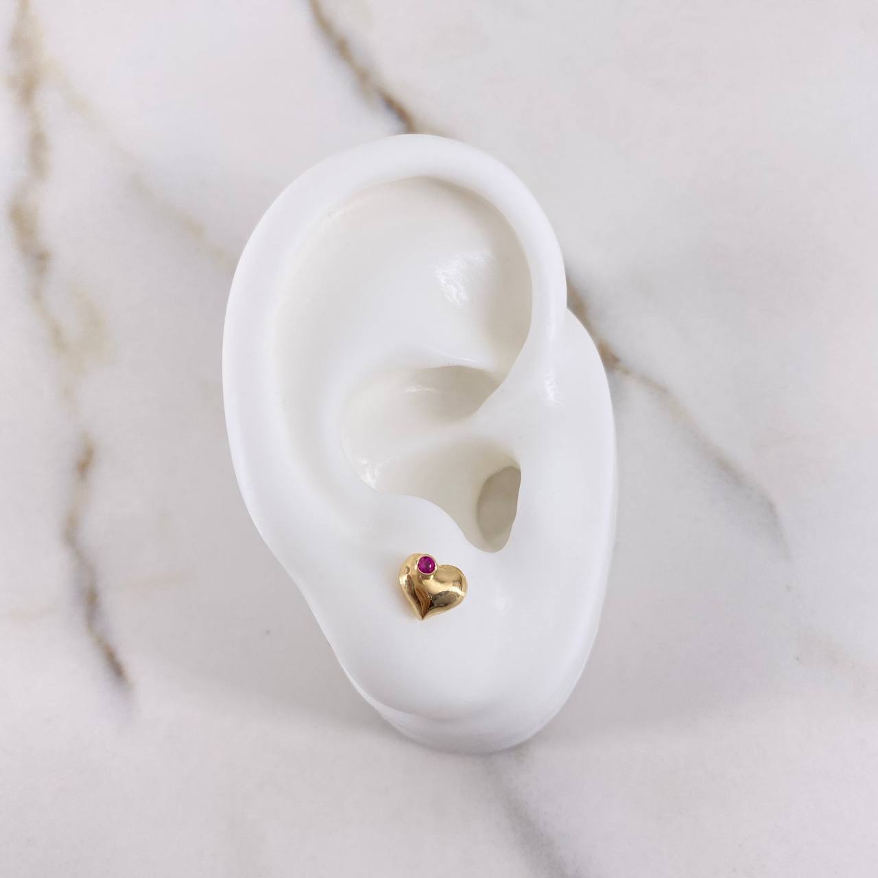 Topos Corazon 0.7gr / Troquelado Circon Fucsia Oro Amarillo &