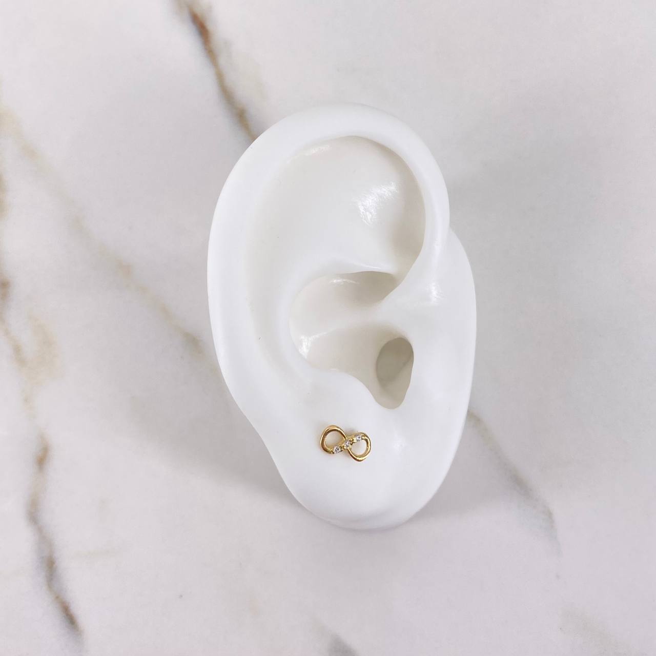 Stud Earrings Infinite 0.7gr / White Zircons Yellow Gold $