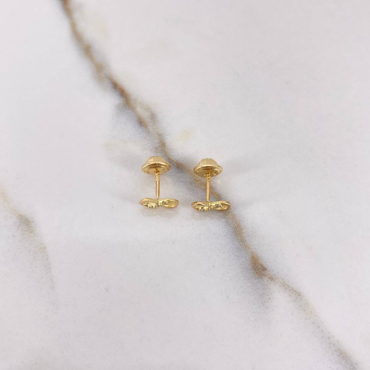 Stud Earrings Infinite 0.7gr / White Zircons Yellow Gold $