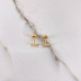 Stud Earrings Infinite 0.7gr / White Zircons Yellow Gold $
