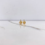 Stud Earrings Heart Silhouette 0.85gr / White Zircons Yellow Gold $