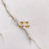 Stud Earrings Mariposa 0.85gr / Blue Fuchsia Green Zircons Yellow Gold &