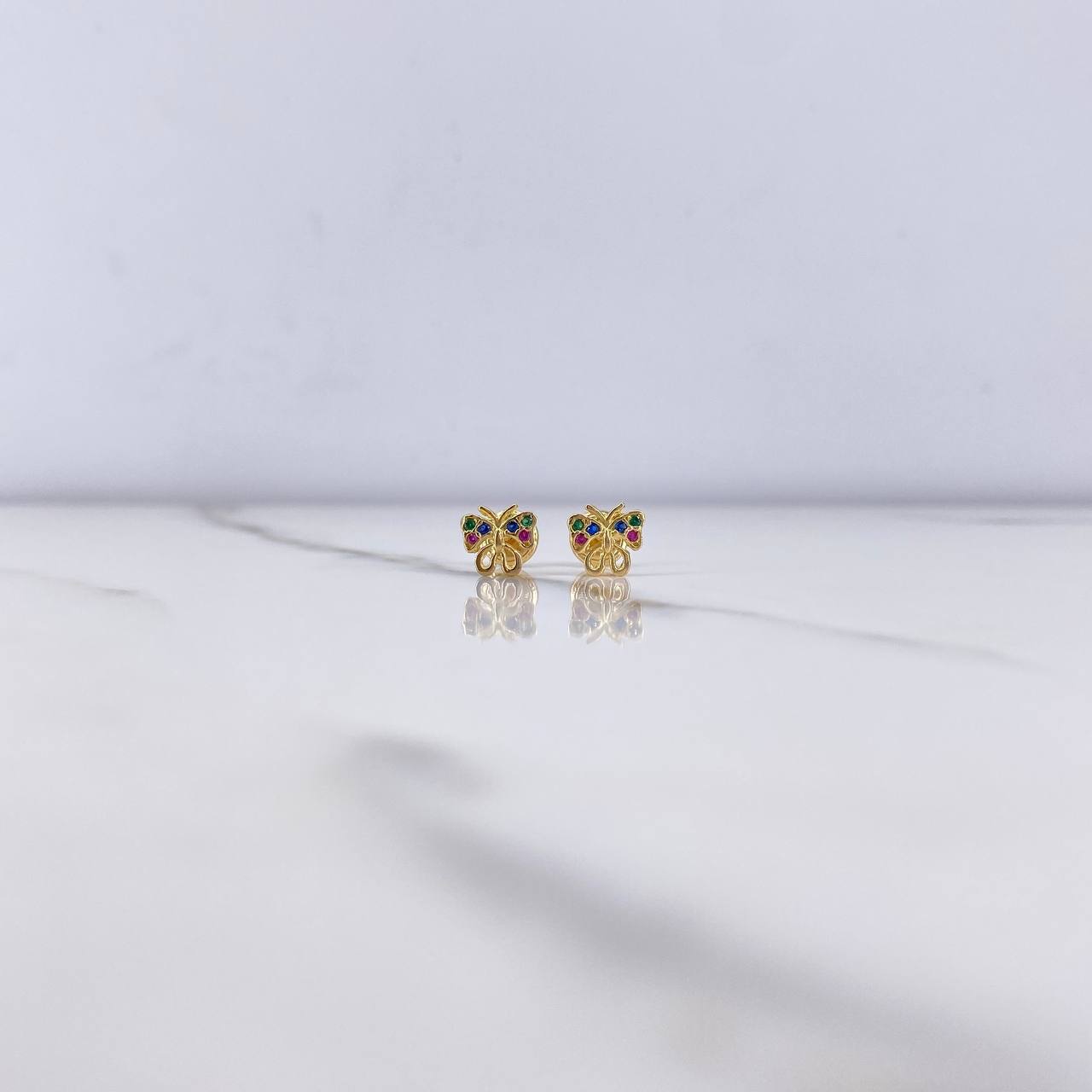Stud Earrings Mariposa 0.85gr / Colored Zircons Yellow Gold $