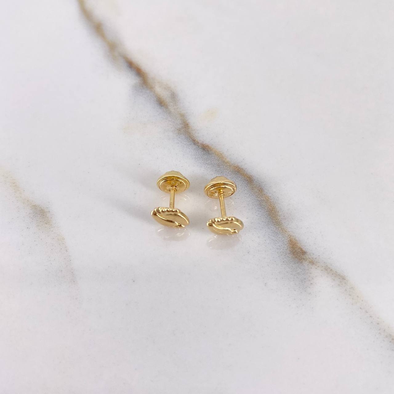 Stud Earrings Double Studs 0.85gr / Smooth Yellow Gold &