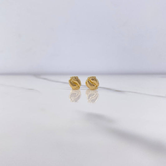 Stud Earrings Double Studs 0.85gr / Smooth Yellow Gold &