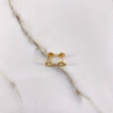 Stud Earrings Heart Silhouette 1gr / White Zircons Yellow Gold $