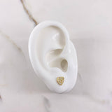 Stud Earrings Heart Silhouette 1gr / White Zircons Yellow Gold $