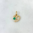Dije Corazón Silueta 1.55gr / 1.8cm / Esmeraldas 18pts Diamantes Blancos 7pts Oro Amarillo 18K (Joya) *