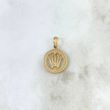 Dije Circulo Corona RX  2.2gr / 2.2cm / Circones Blancos Oro Amarillo 18K ©