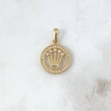 Dije Circulo Corona RX  2.2gr / 2.2cm / Circones Blancos Oro Amarillo 18K ©