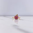 Apple Ring 2.55gr / Size 7 / Fuchsia and White Zircons Yellow Gold &