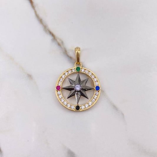 Pendant Cardinal Star 8.45gr / 4cm / White Black Blue Fuchsia Green Gold Yellow Zircons $