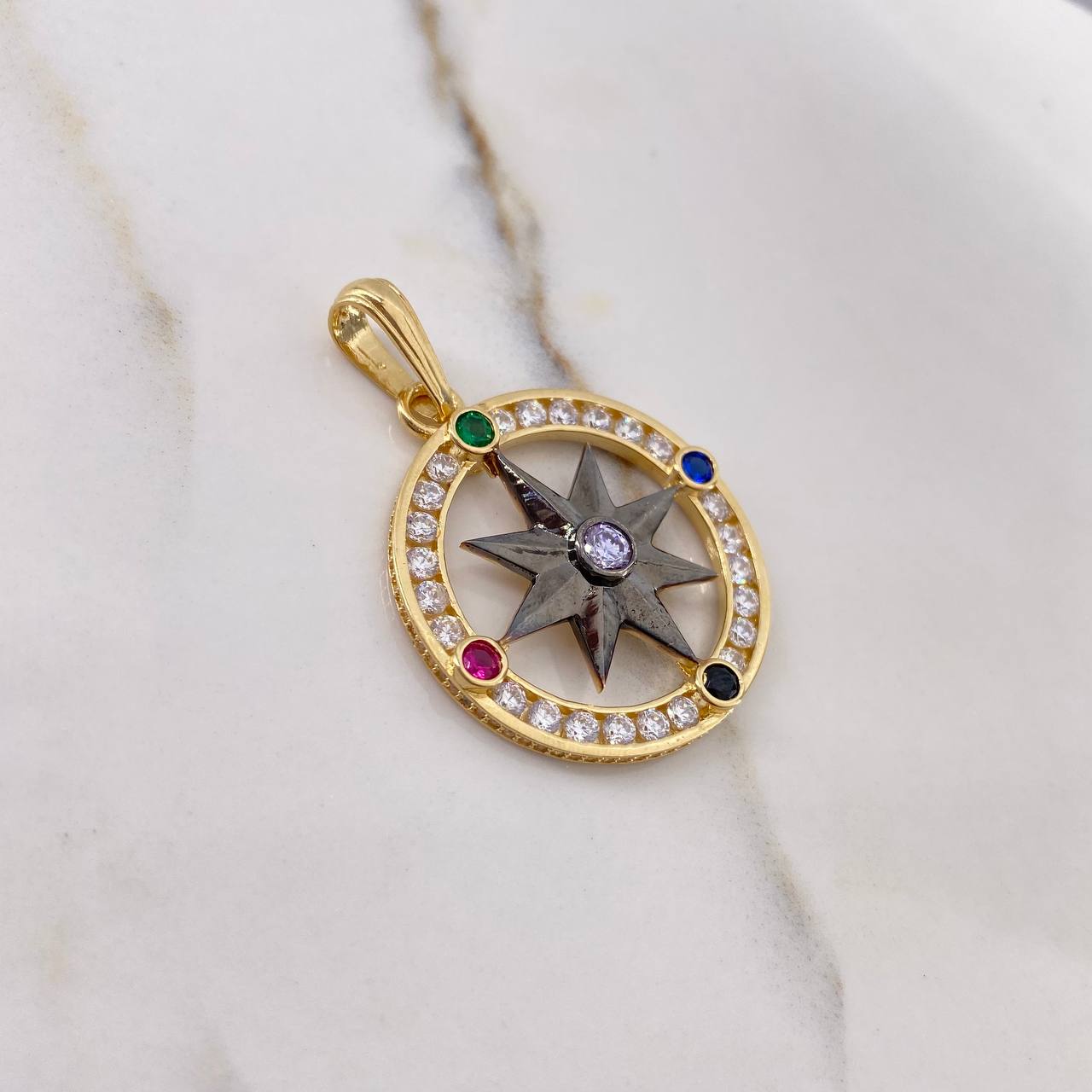 Pendant Cardinal Star 8.45gr / 4cm / White Black Blue Fuchsia Green Gold Yellow Zircons $