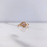 Solitaire Ring Silhouette 2gr / Size 7 1/2 / White Zircons Rose Gold &