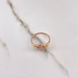 Solitaire Ring Silhouette 2gr / Size 7 1/2 / White Zircons Rose Gold &