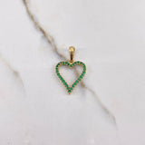 Pendant Heart Silhouette 2.05gr / 3cm / Green Zircons Yellow Gold &