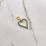 Pendant Heart Silhouette 2.05gr / 3cm / Green Zircons Yellow Gold &