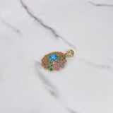 Pendant Lotus Flower 5.1gr / 3.3cm / Colored Zircons Yellow Gold $