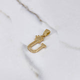 Pendant Letter U 3.45gr / 3.3cm / White Zirconia Yellow Gold $