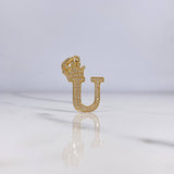 Pendant Letter U 3.45gr / 3.3cm / White Zirconia Yellow Gold $