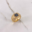 Square Signet Ring 12.05gr / Size 11 1/2 / White Zircons Black Yellow Gold $