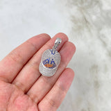 Pendant Cool Cap 9.05gr / 3.7cm / White Blue Zircons Two Golds White Rose ©