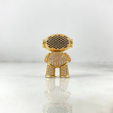 Pendant Articulated Astronaut 10gr / 2.5cm / White Black Zircons Yellow Gold ©