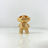 Pendant Articulated Astronaut 10gr / 2.5cm / White Black Zircons Yellow Gold ©