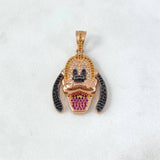 Pendant Dog 7.5gr / 3.7cm / White Yellow Black Fuchsia Zircons Rose Gold ©