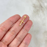 Pendant Flat Cross Points 0.65gr / 2.7cm / Polished Stamped - Edged Charger 18K Yellow Gold