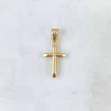 Pendant Flat Cross Points 0.65gr / 2.7cm / Polished Stamped - Edged Charger 18K Yellow Gold