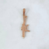 Pendant Weapon 2.6gr / 4.5cm / Mini Submachine Gun White Zircons Rose Gold