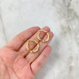 Hoop Earrings Weigh 2.4gr / 2.3cm / Striped Twisted Yellow Gold
