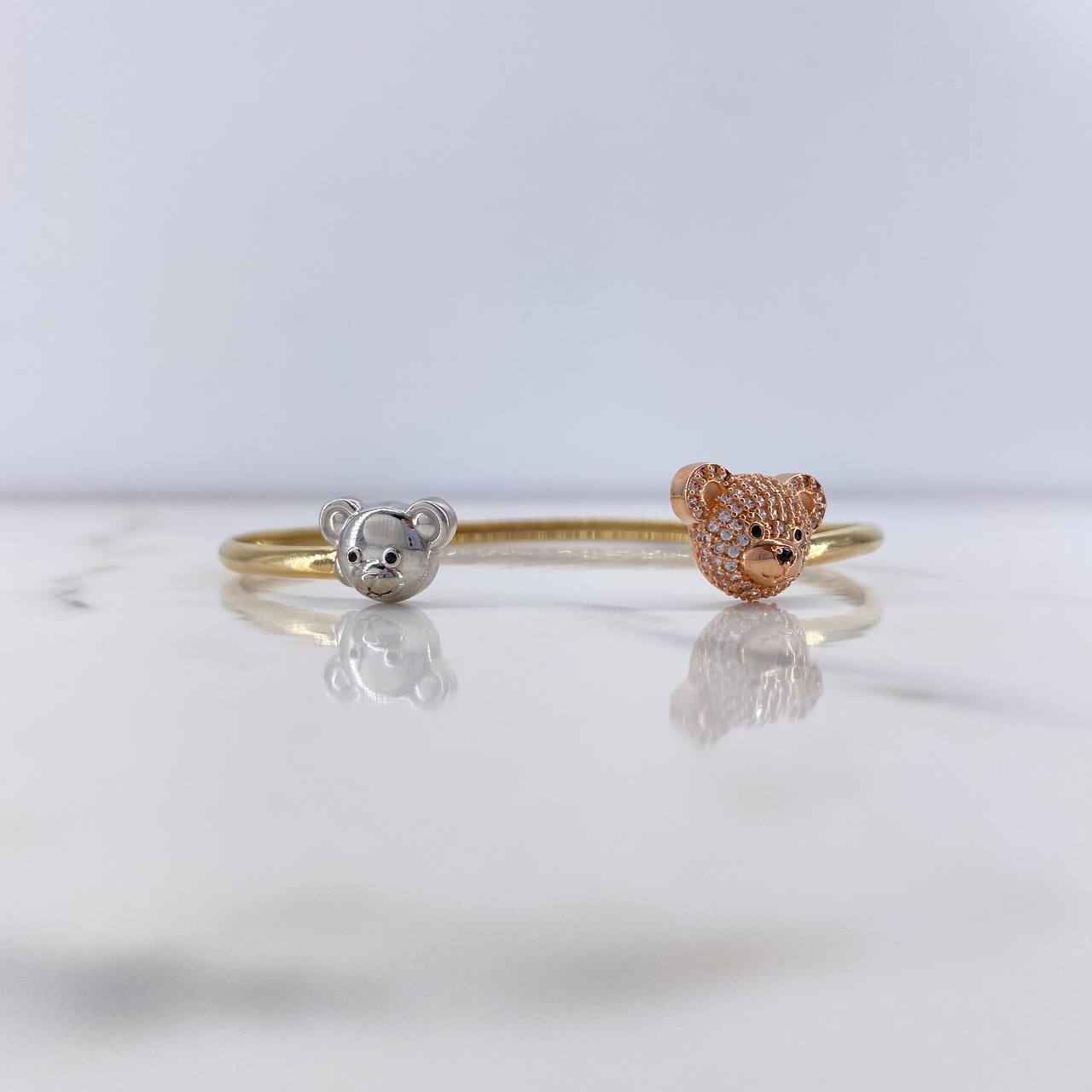 Bracelet Bear Hug 7.5gr / 16cm / White Black Zircons Three Golds $