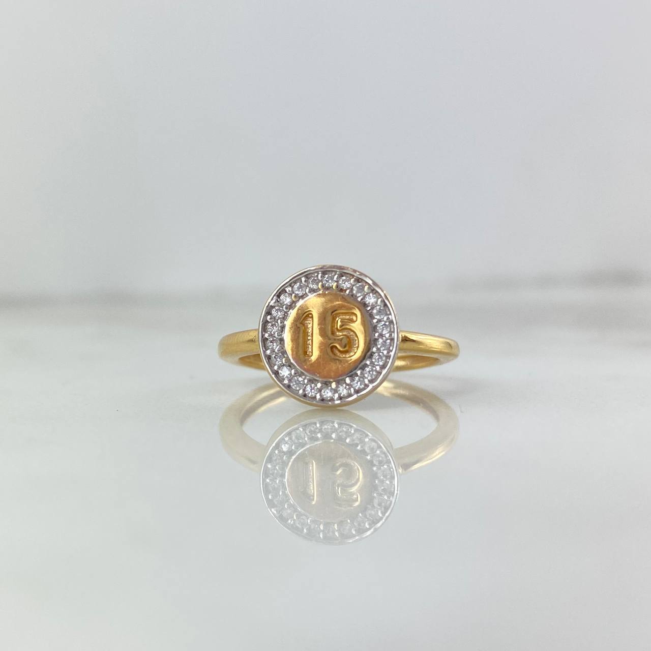 Ring 15 Circular 3.0gr-T6 1/4 White Zircons Yellow Gold