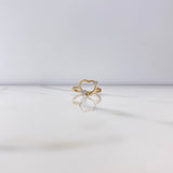 Heart Silhouette Ring 1.95gr / Size 6 1/2 / White Zircons Yellow Gold $