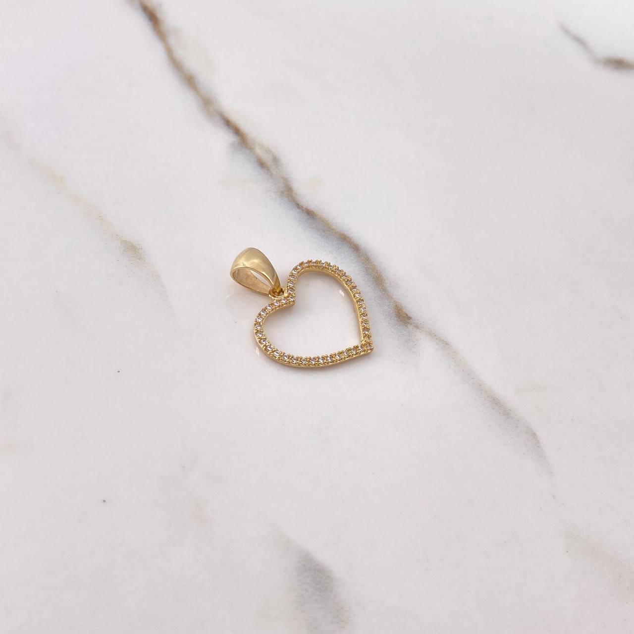 Pendant Heart Silhouette 1.75gr / 2.5cm / White Zirconia Yellow Gold $