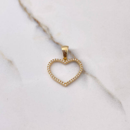 Pendant Heart Silhouette 1.75gr / 2.5cm / White Zirconia Yellow Gold $