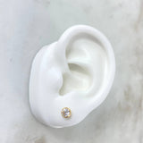 Stud Earrings Bezel 0.8gr / 5mm White Zircon Yellow Gold 18K