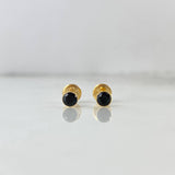Stud Earrings Bezel 0.55gr / 4mm Black Zircon 18K Yellow Gold ©