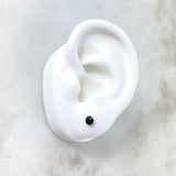 Stud Earrings Bezel 0.55gr / 4mm Black Zircon 18K Yellow Gold ©