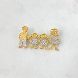 Charm Family 3.5gr / 3.1cm / Mom Dad and Daughters White Zircons Yellow Gold