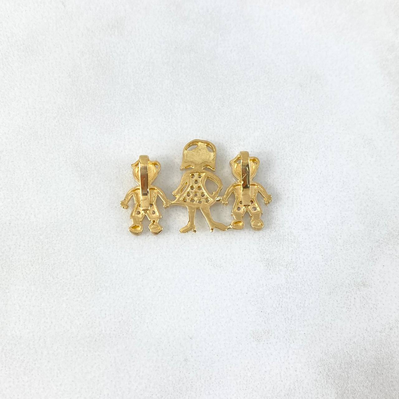 Charm Family 3.05gr / 2.5cm / Mom and Children White Zircons Yellow Gold