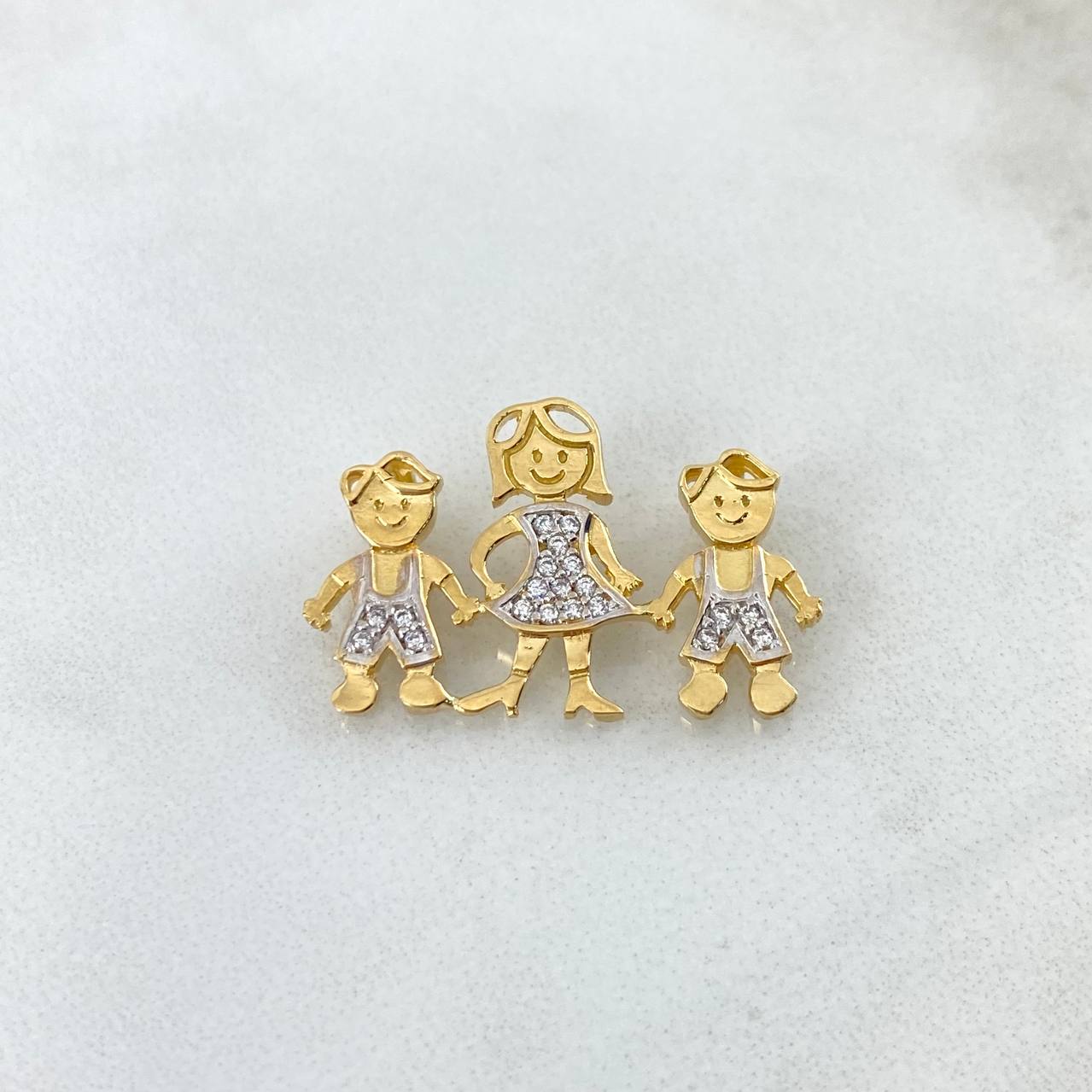 Charm Family 3.05gr / 2.5cm / Mom and Children White Zircons Yellow Gold
