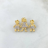 Charm Family 3.05gr / 2.5cm / Mom and Children White Zircons Yellow Gold